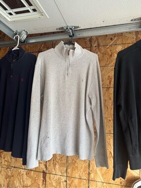 Polo by Ralph Lauren Light Gray Quarter-Zip Sweater